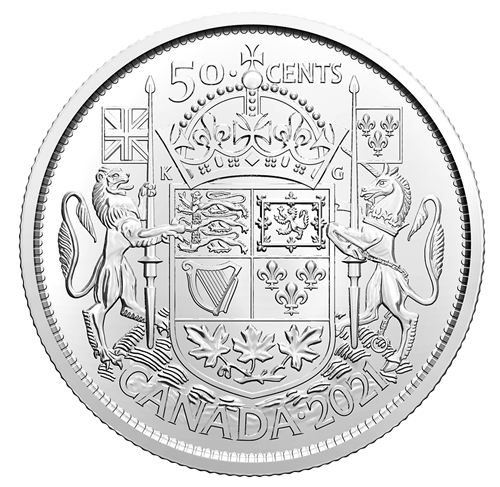 2021 Ensemble 7 pièces: Première frappe + 2 x 50¢ d'un roul. spécial (Armoiries) - BU HAUTE QUALITÉ