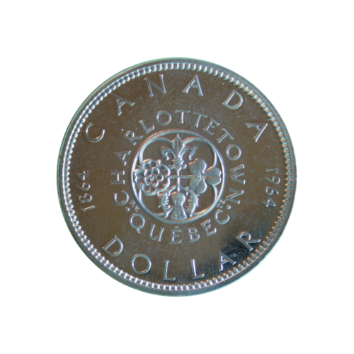 1964 Dollar en Argent (1$) CAMEO - 100e anniversaire Conférences Charlottetown et Québec - PL-67
