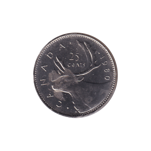 1980 25 cents BU (MS-65) - DIE CHIP X3