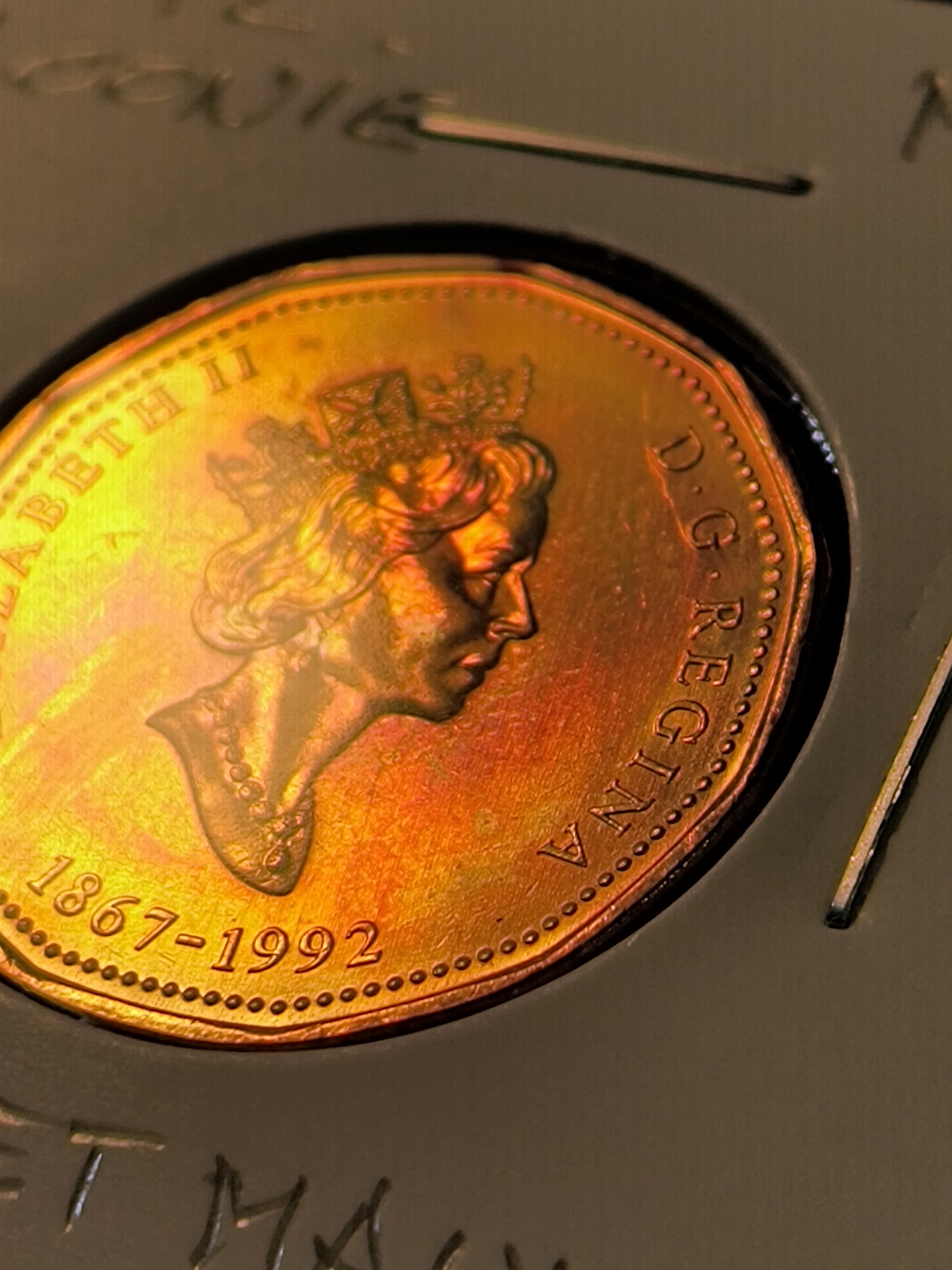 1992 Dollar (Loonie) Confédération 1867-1992 Certifié ICG MS-66 (arc-en-ciel)