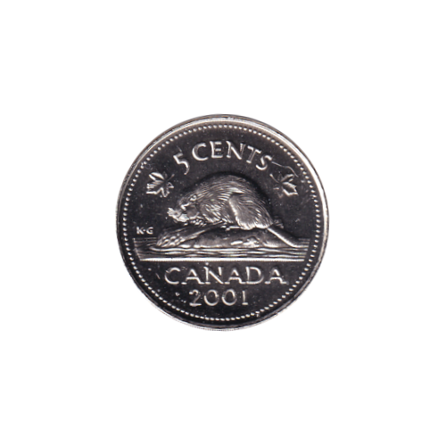 2001 5 cents No-P Castor - BU (MS-65) GEM