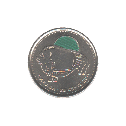 2011 25 cents Bison Des Bois Couleur BU (MS-62)