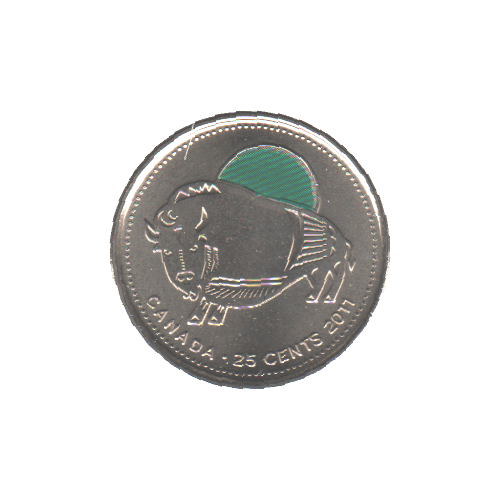 2011 25 cents Bison Des Bois Couleur BU (MS-63) - CHOICE