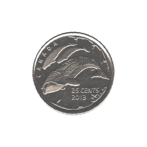 2013 25 cents BALEINES GIVRÉES BU (MS-63) - CHOICE