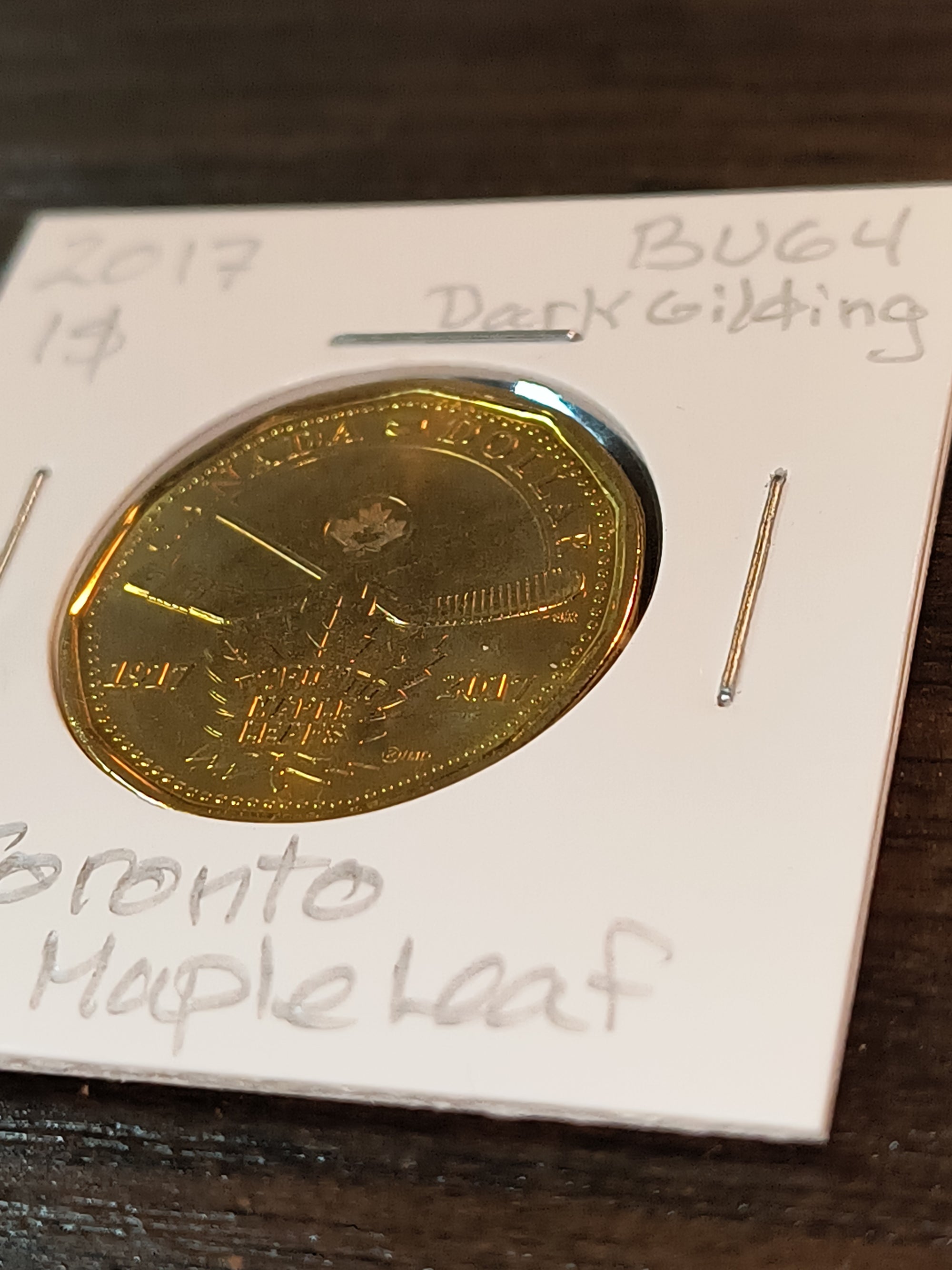 2017 Loonie (1$) NATURAL DARK GUILDED (Maple Leaf) BU (MS-64)