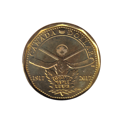 2017 Loonie (1$) NATURAL DARK GUILDED (Maple Leaf) BU (MS-64)