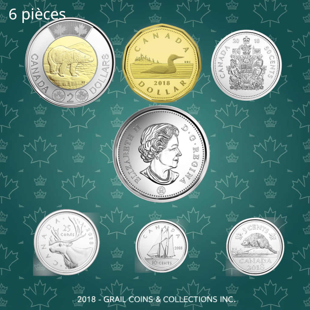 2018 Ensemble 6 pièces: Première frappe + 50¢ classique d'un roul. spécial - BU HAUTE QUALITÉ