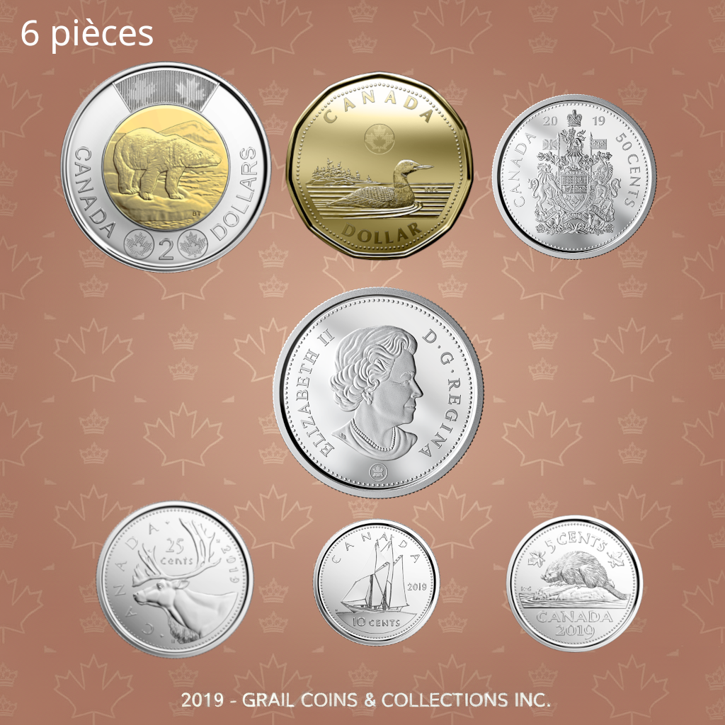 2019 Ensemble 6 pièces: Première frappe + 50¢ classique d'un roul. spécial - BU HAUTE QUALITÉ