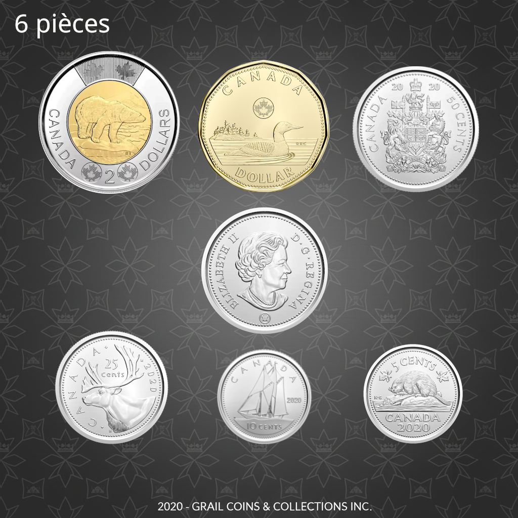 2020 Ensemble 6 pièces: Première frappe + 50¢ classique d'un roul. spécial - BU HAUTE QUALITÉ
