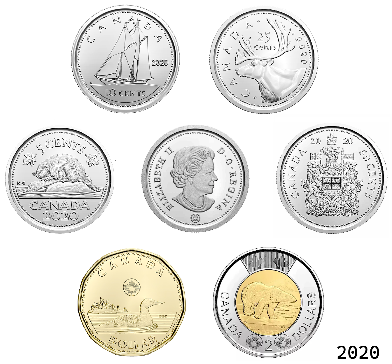 2020 Ensemble 6 pièces: Première frappe + 50¢ classique d'un roul. spécial - BU HAUTE QUALITÉ