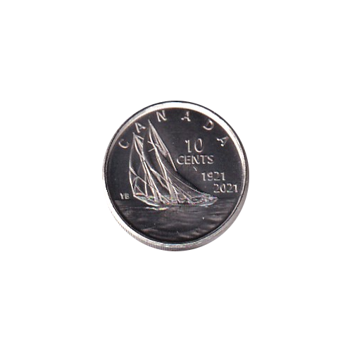 2021 10 cents Bluenose BU (MS-65) GEM