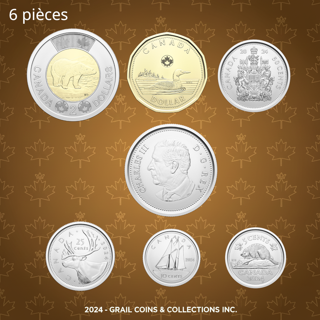 2024 Ensemble 6 pièces: Première frappe + 50¢ classique d'un roul. spécial - BU HAUTE QUALITÉ