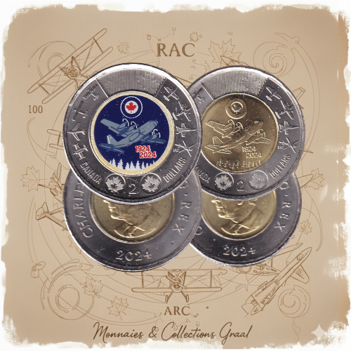 2024 Toonie (2$) Duo RCAF / ARC - Régulier et Couleur BU (All Mint State)