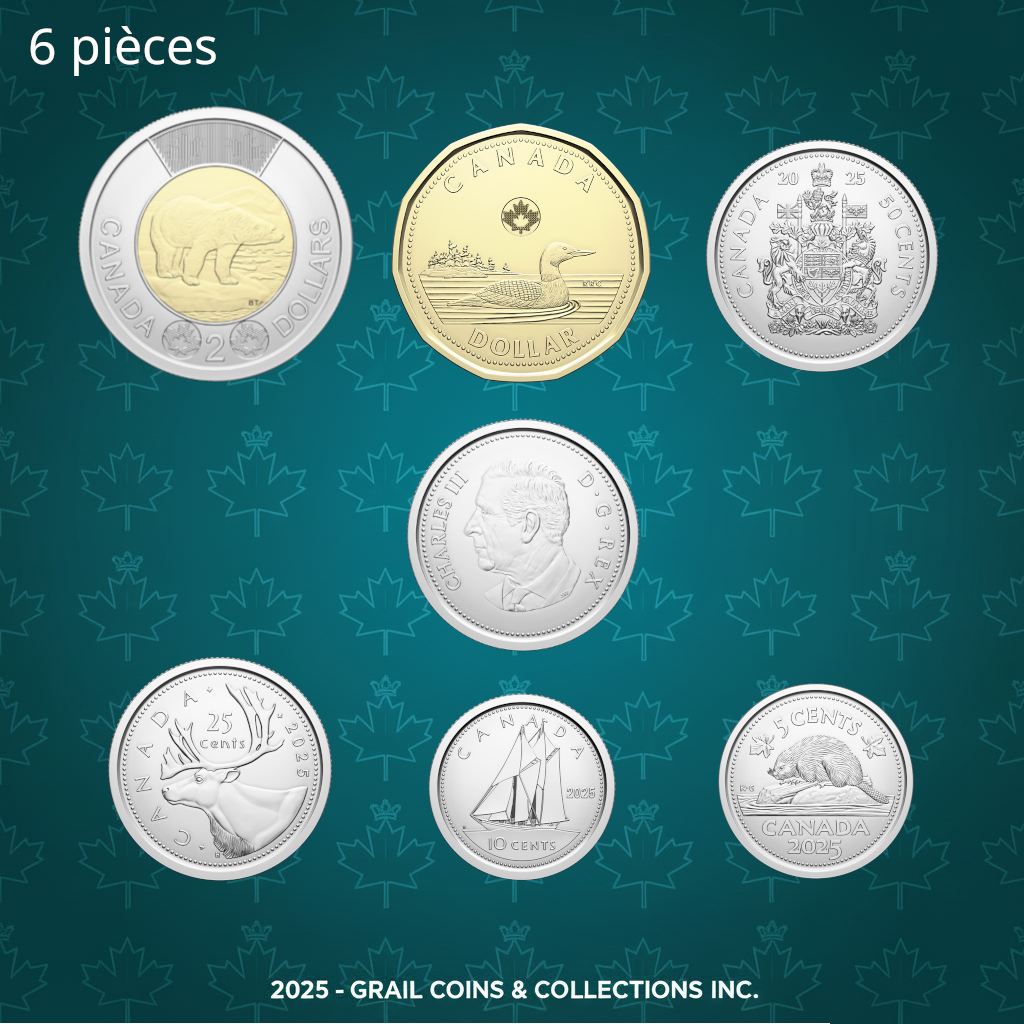 2025 Ensemble 6 pièces: Première frappe + 50¢ classique d'un roul. spécial - BU HAUTE QUALITÉ