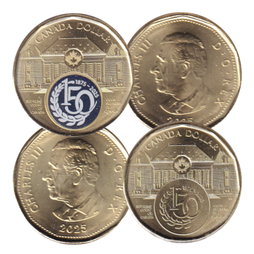 2025 Loonie (1$) Duo Court Suprême Régulier et Couleur BU (All Mint State)