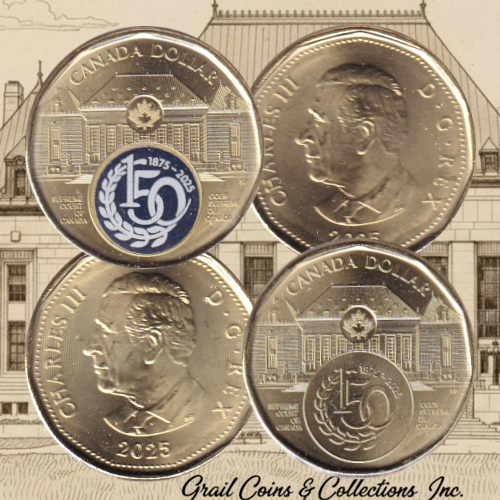 2025 Loonie (1$) Duo Court Suprême Régulier et Couleur BU (All Mint State)