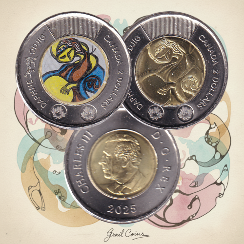 2025 Toonie (2$) Duo Daphne Odjig Régulier et Couleur BU (All Mint State)