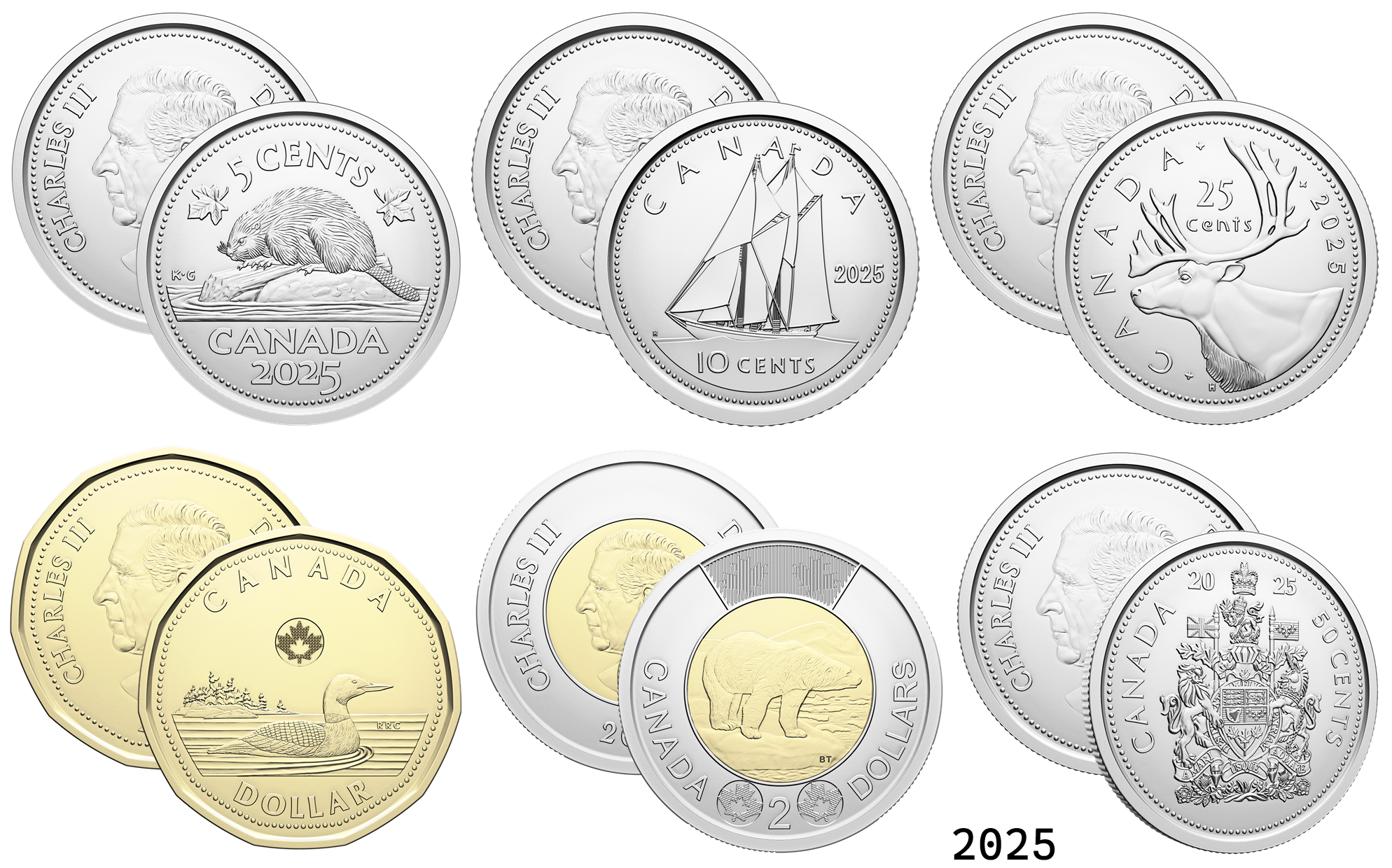 2025 Ensemble 6 pièces: Première frappe + 50¢ classique d'un roul. spécial - BU HAUTE QUALITÉ
