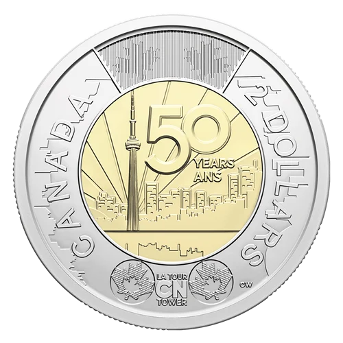 2026 Toonie 2$ non coloré Photoluminescent - 50e La Tour du CN - NBU (Copie)