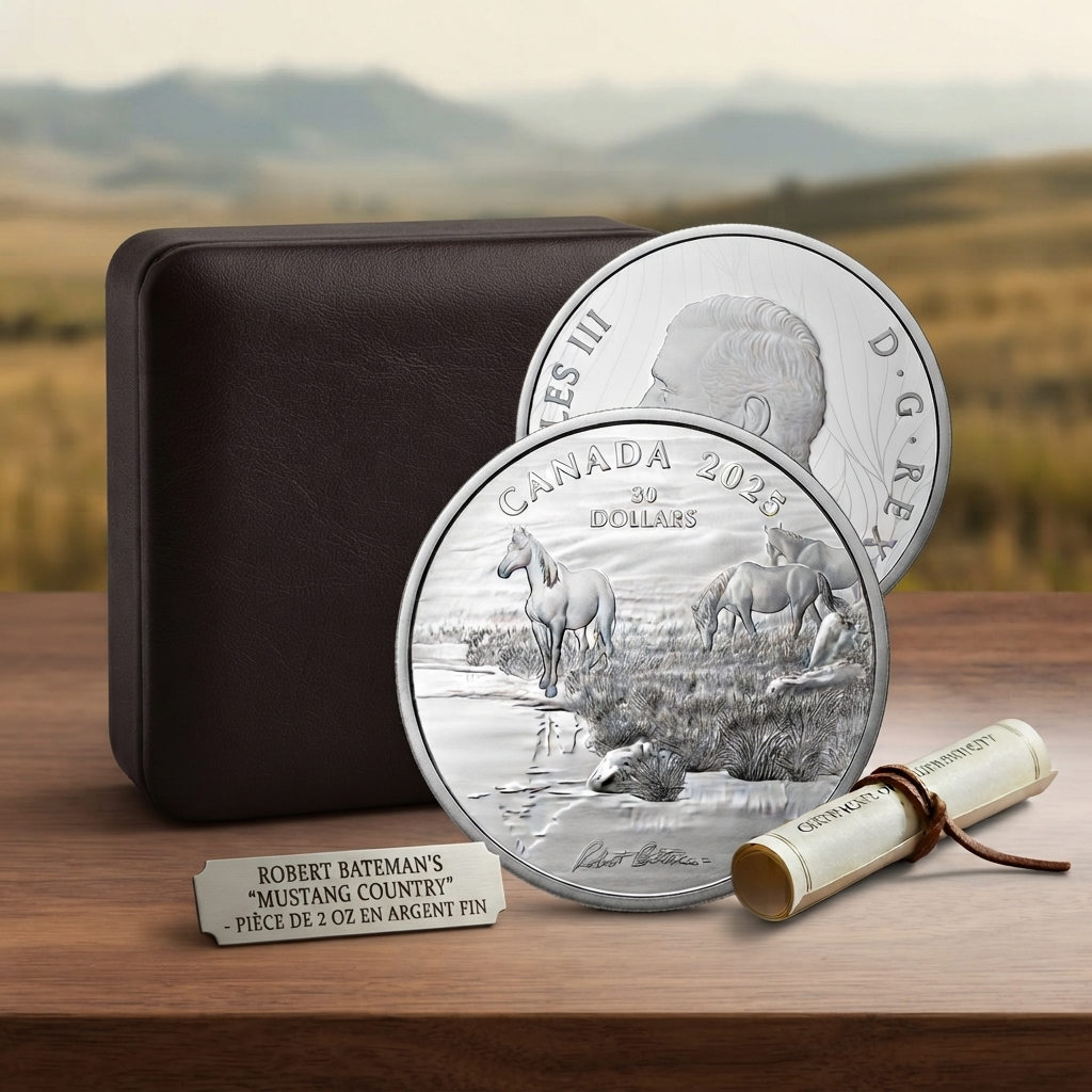 2026 Canada 5$ Maple Leaf - 1 oz Arg2025 Canada 30$ 2 oz Argent Bateman Mustang Country - PROOF - Faible tirage