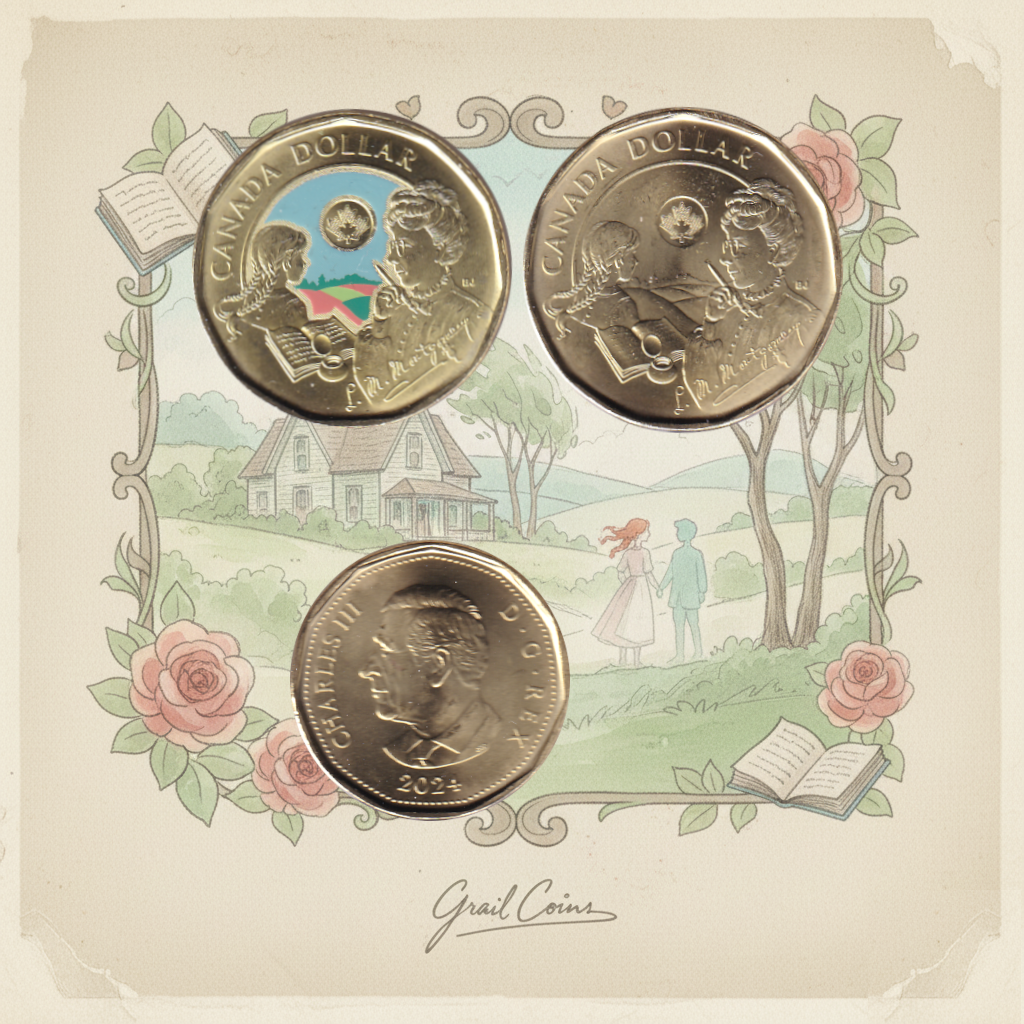 2024 Loonie (SET) L.M. Montgomery Couleur et NC BU (FROM SPECIAL WRAP ROLL) All Mint State
